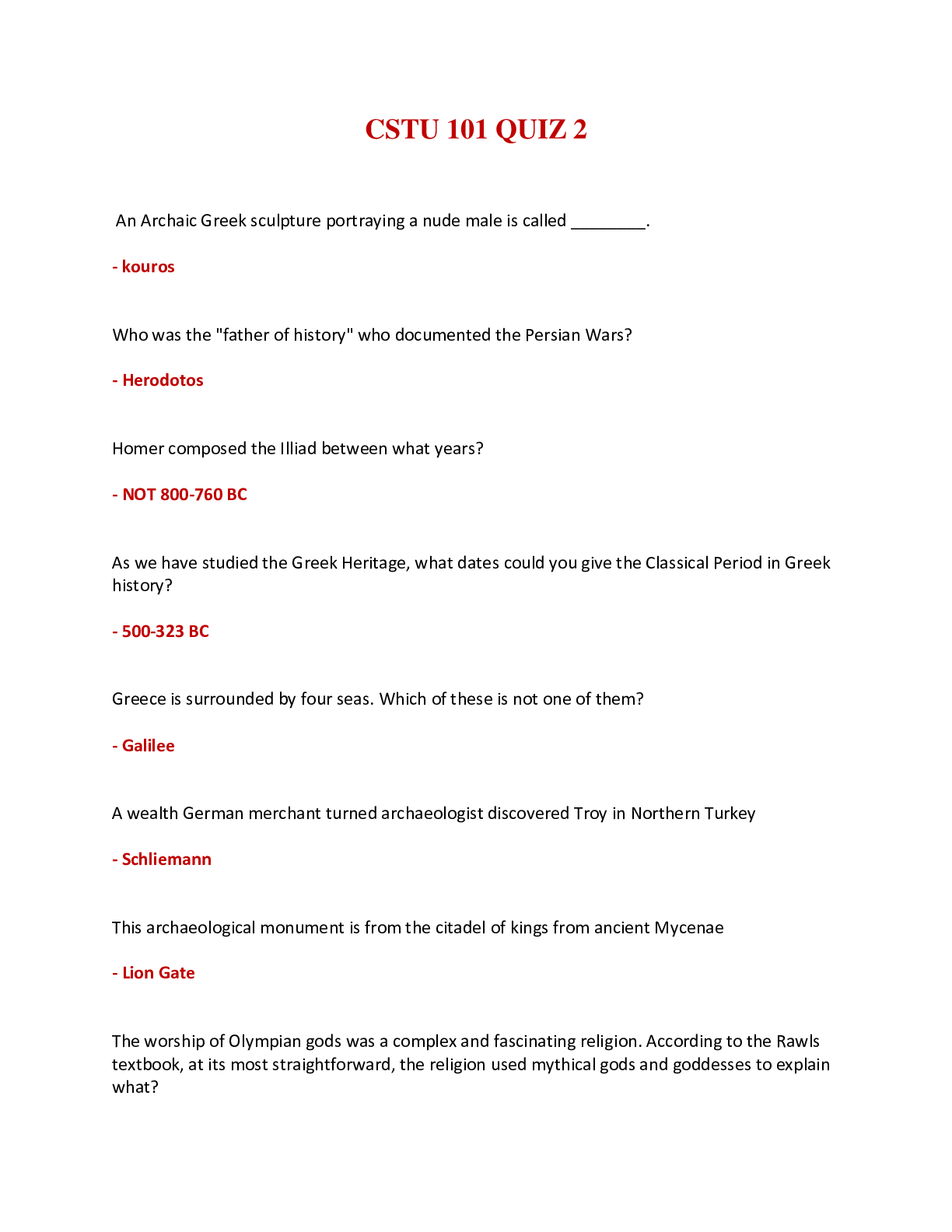 Preview of CSTU 101 / CSTU 101 QUIZ 2